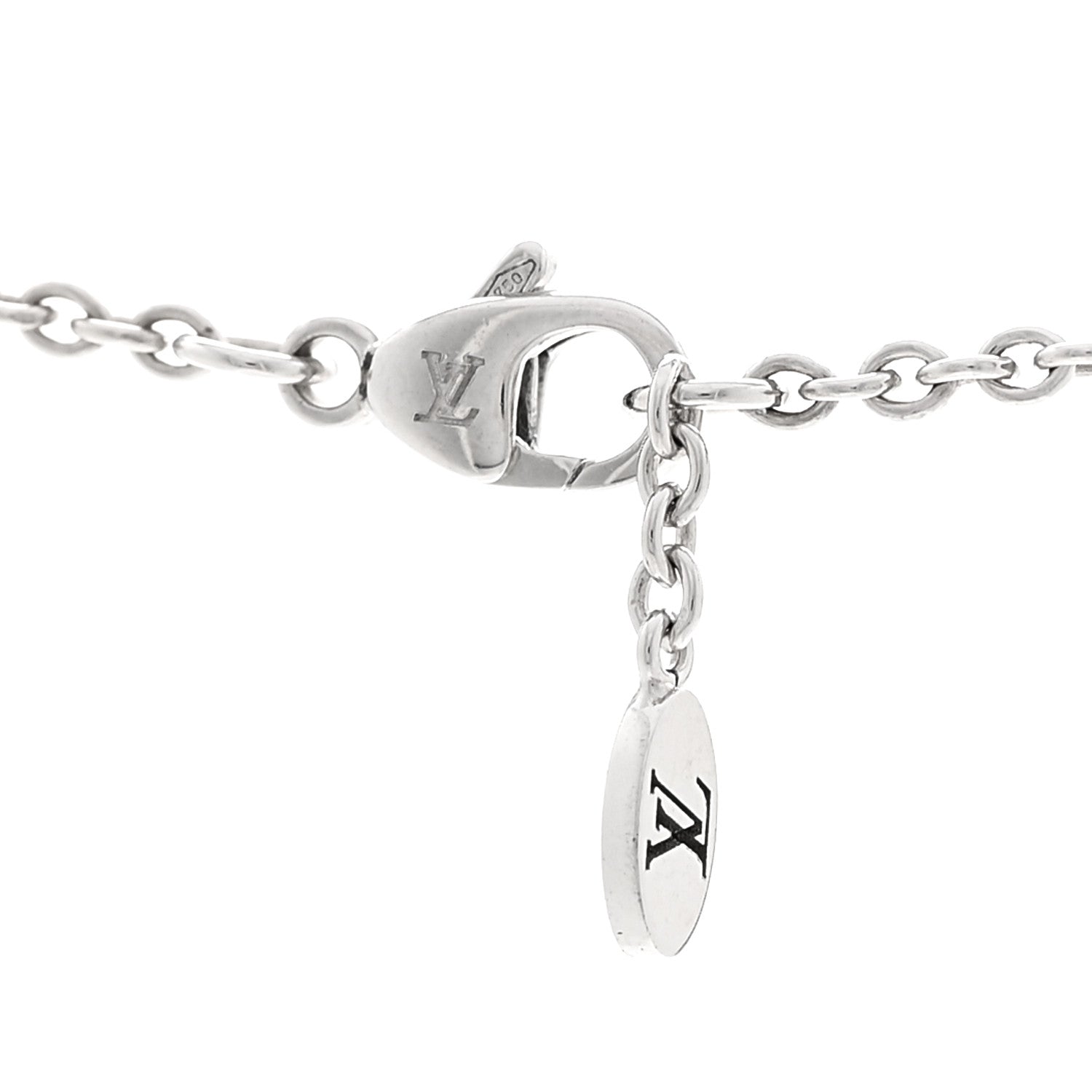 Louis Vuitton 18K White Gold Diamond Large Les Gastons Tag Pendant Necklace