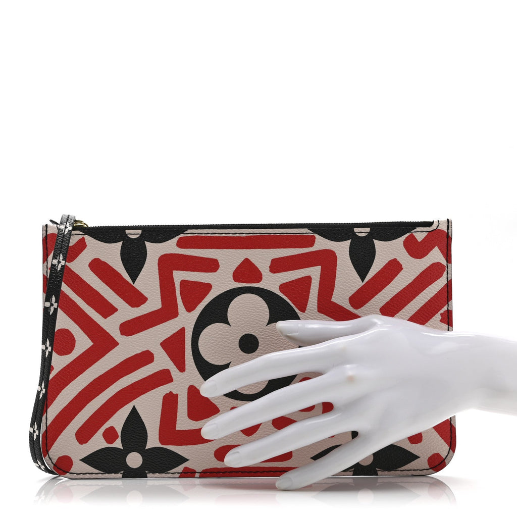 Louis Vuitton Monogram Giant Crafty Neverfull MM GM Pochette Creme Rouge Black