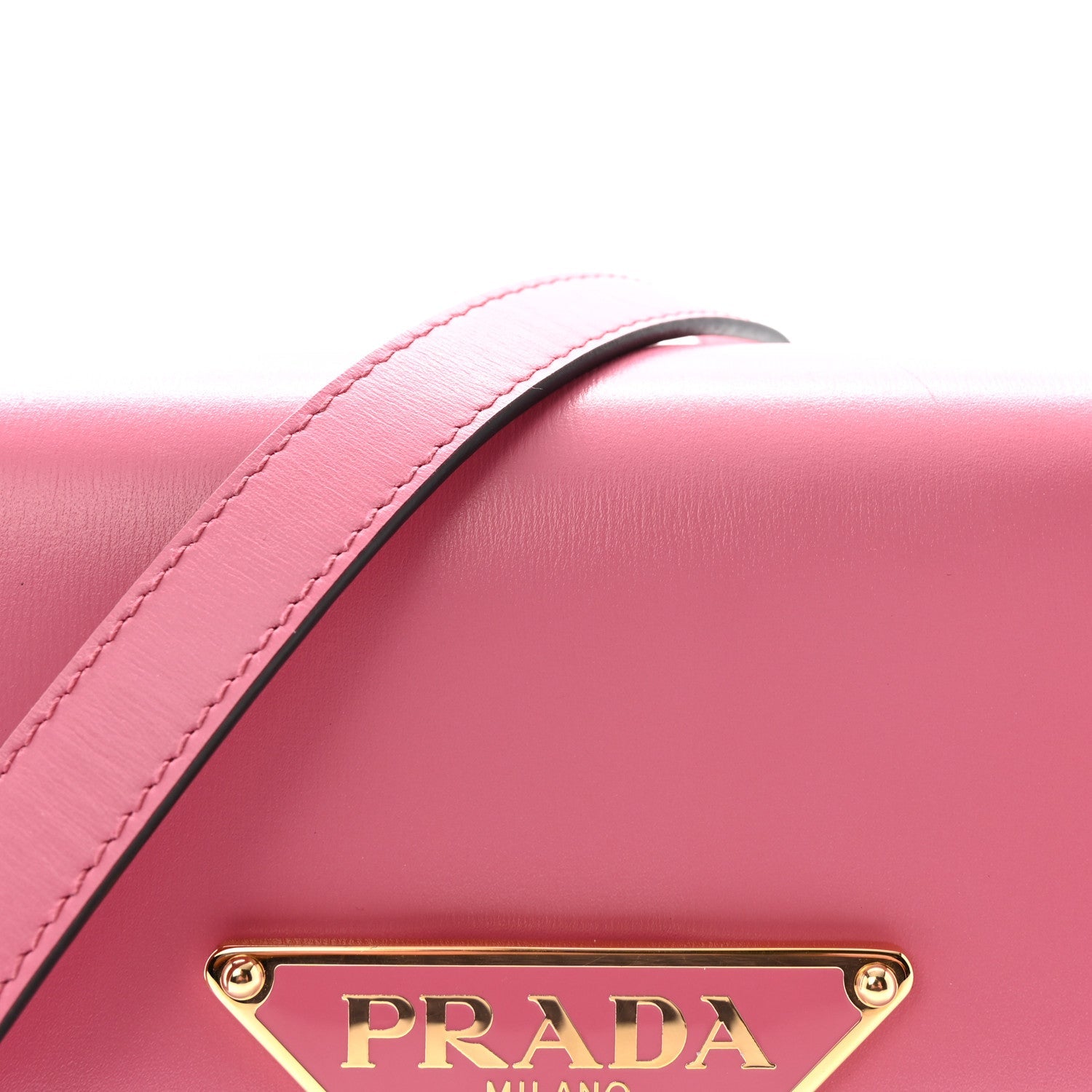 Prada Box Calfskin Triangle Embleme Flap Shoulder Bag Begonia