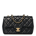 Chanel Lambskin Quilted Mini Rectangular Flap Black