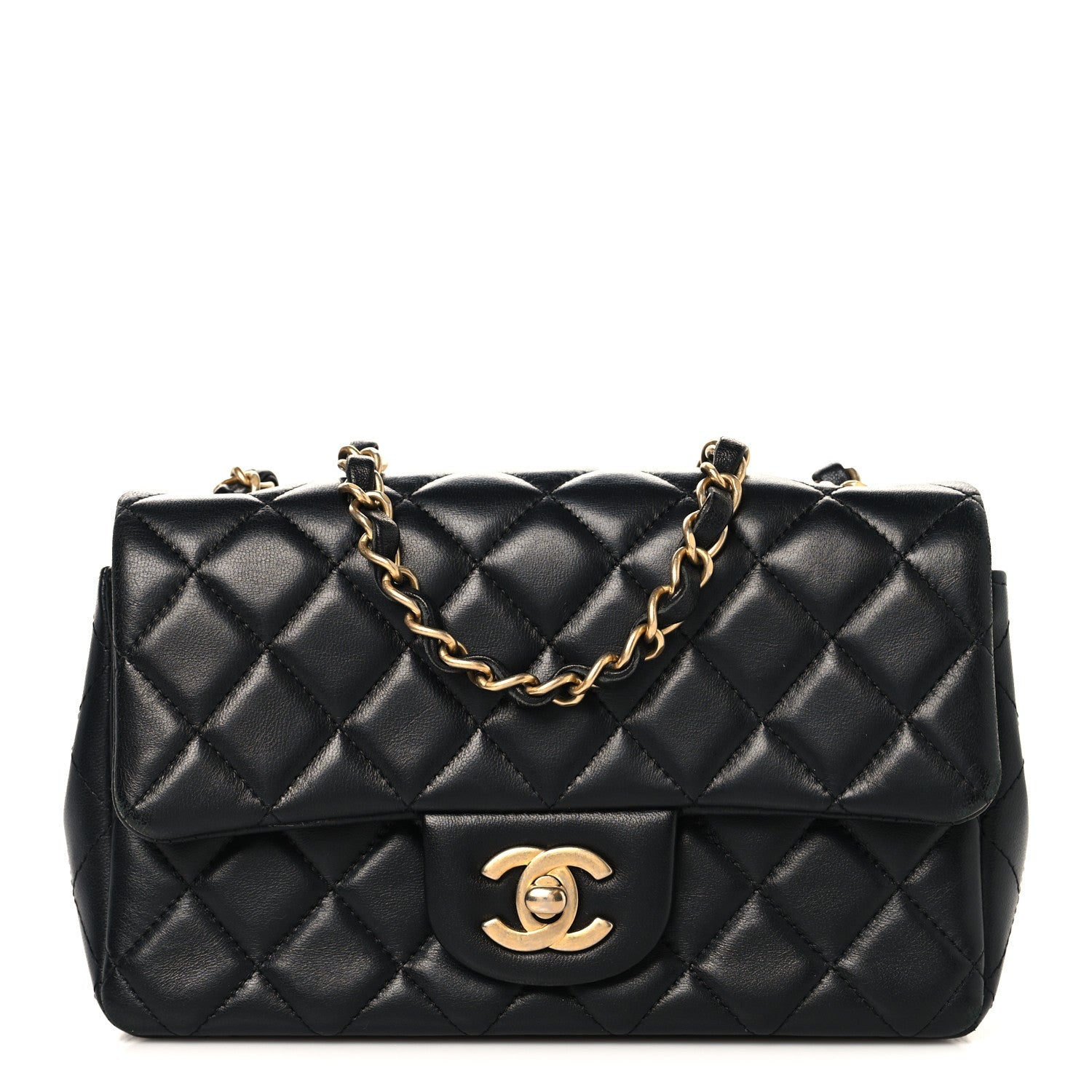 Chanel Lambskin Quilted Mini Rectangular Flap Black