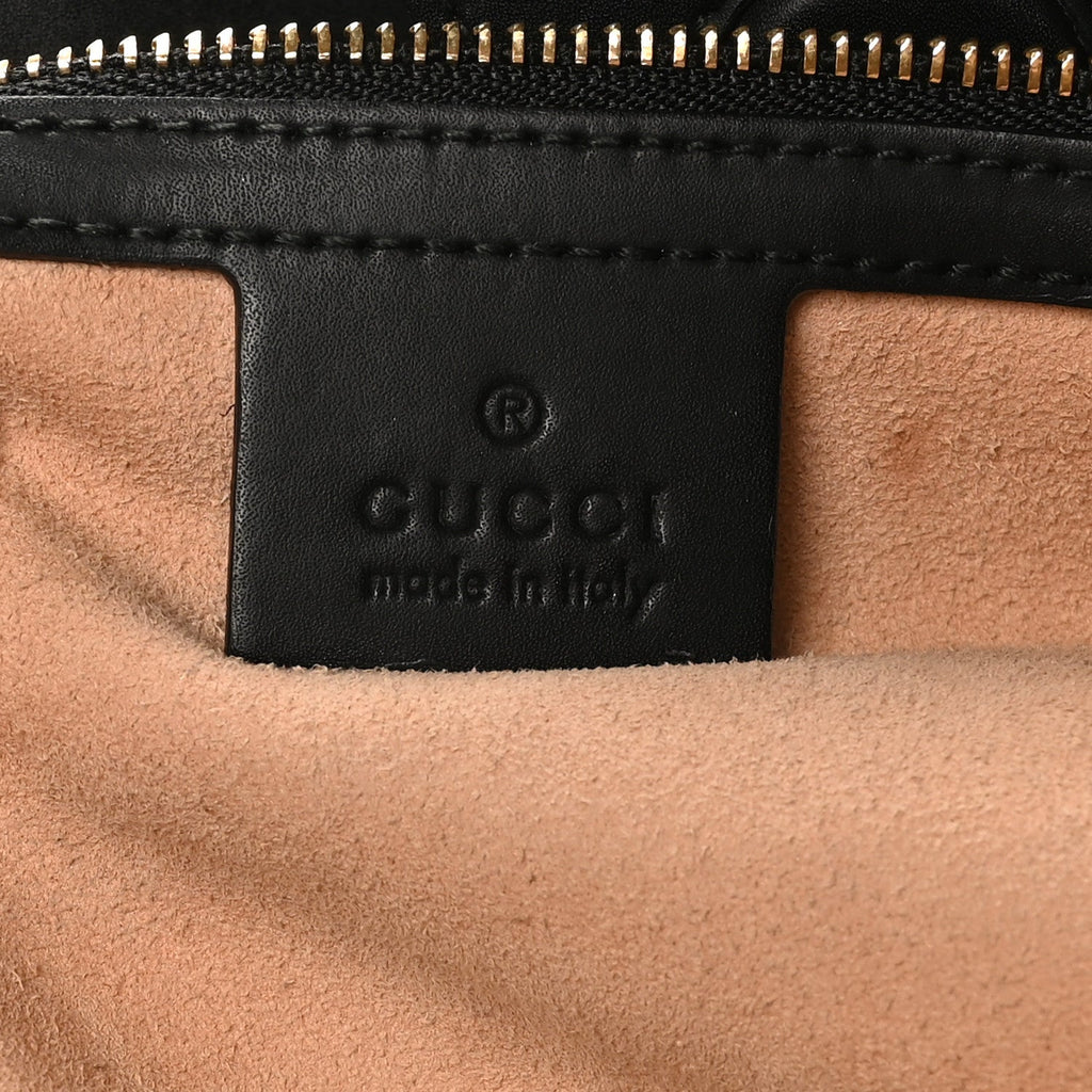Gucci Soft GG Supreme Monogram Bees Medium Crossbody Tote Beige Oro Black