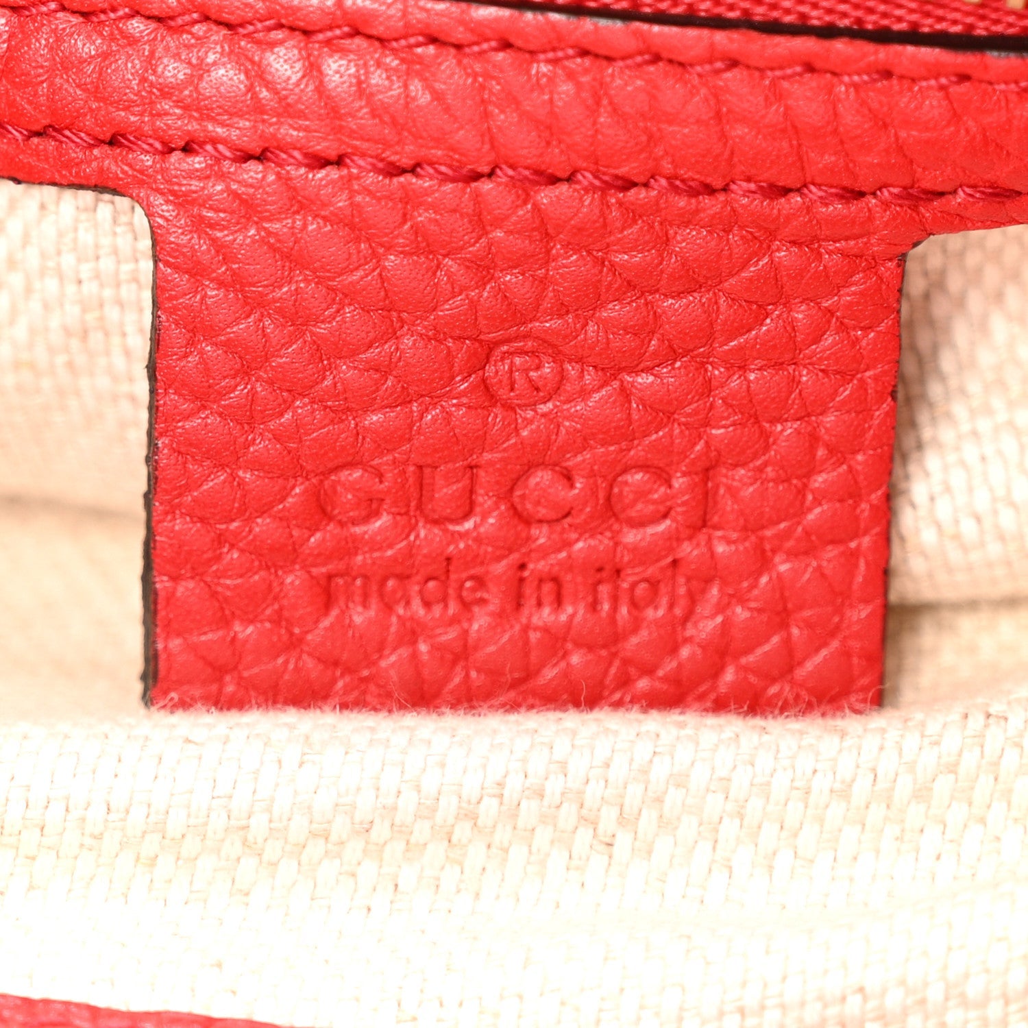 Gucci Pebbled Calfskin Medium Soho Chain Shoulder Bag Tabasco Red