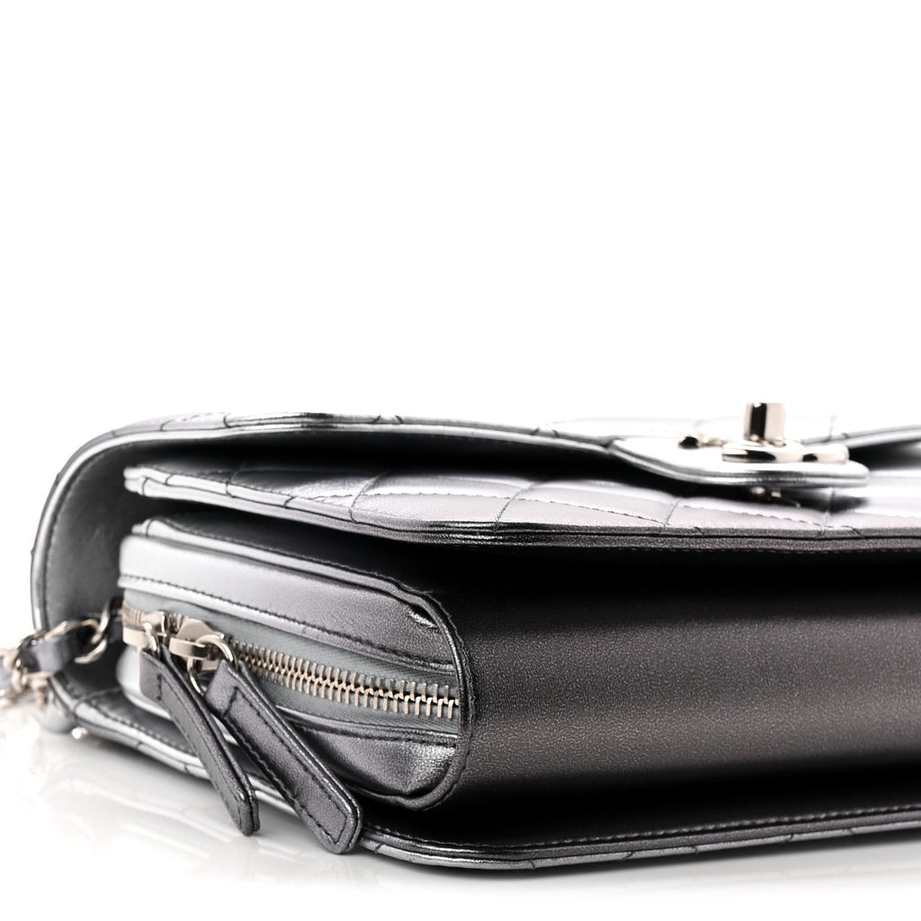 Chanel Metallic Lambskin Large Like A Wallet Flap Silver