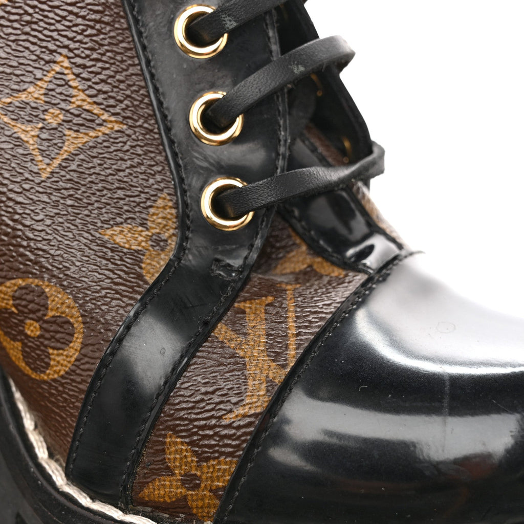 Louis Vuitton Patent Calfskin Monogram Star Trail Ankle Boots 36 Black