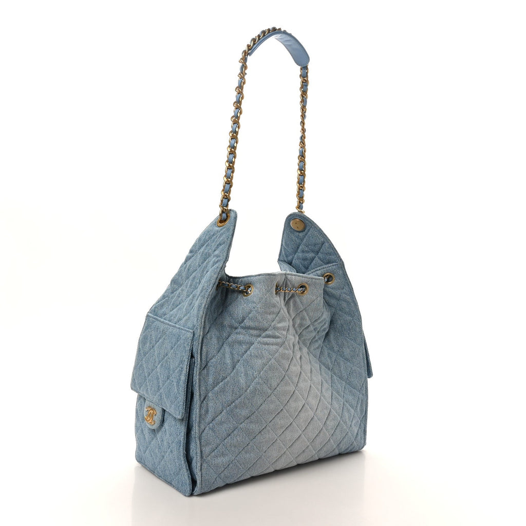 Chanel Washed Denim Quilted Medium Chanel 25 Handbag Blue