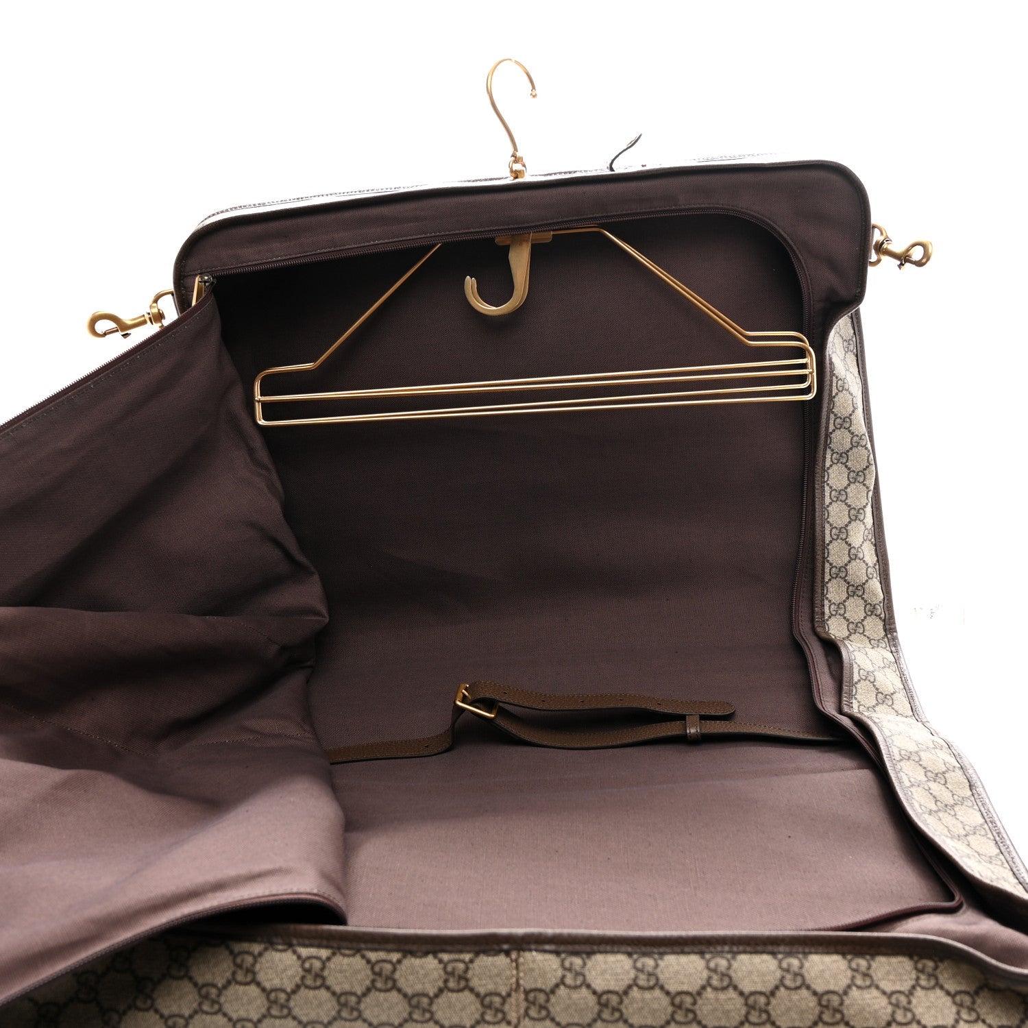 Gucci GG Supreme Monogram Textured Dollar Calfskin Web Ophidia Savoy Garment Bag Beige Ebony New Acero