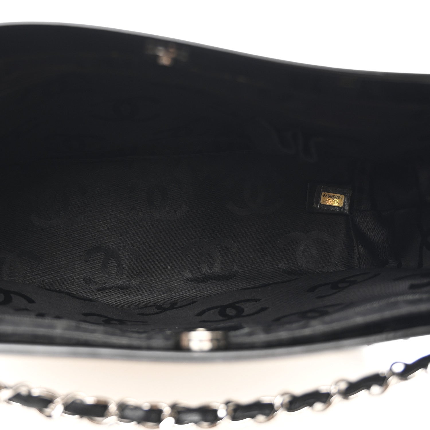 Chanel Patent Pony Hair Small Pocket Tote Black White