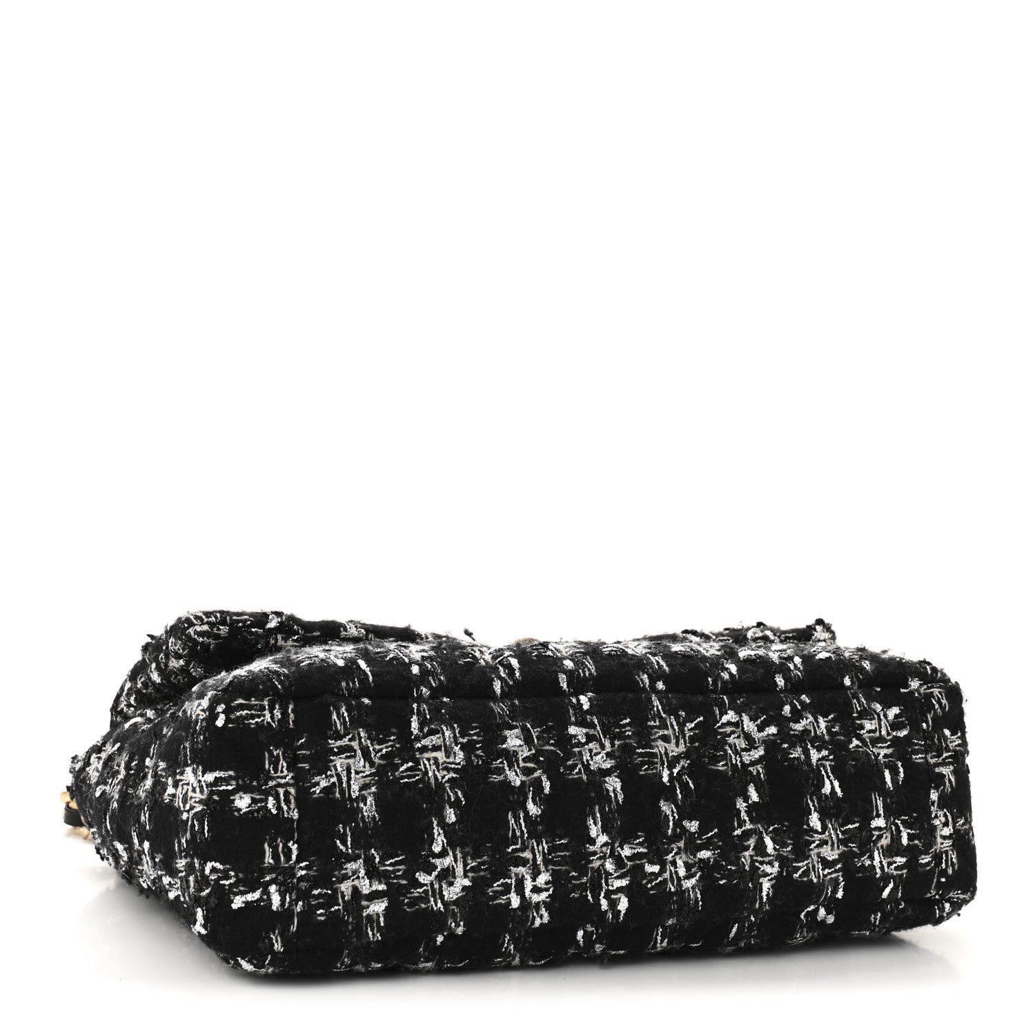 Chanel Tweed Quilted Large Chanel 19 Flap Black Silver Ecru