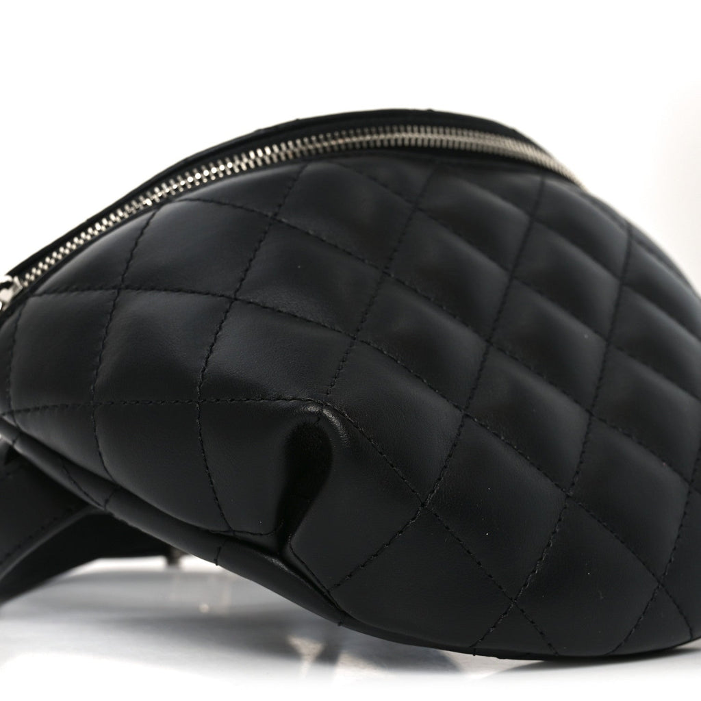 Chanel Calfskin Quilted Uniform Waist Belt Bag Black