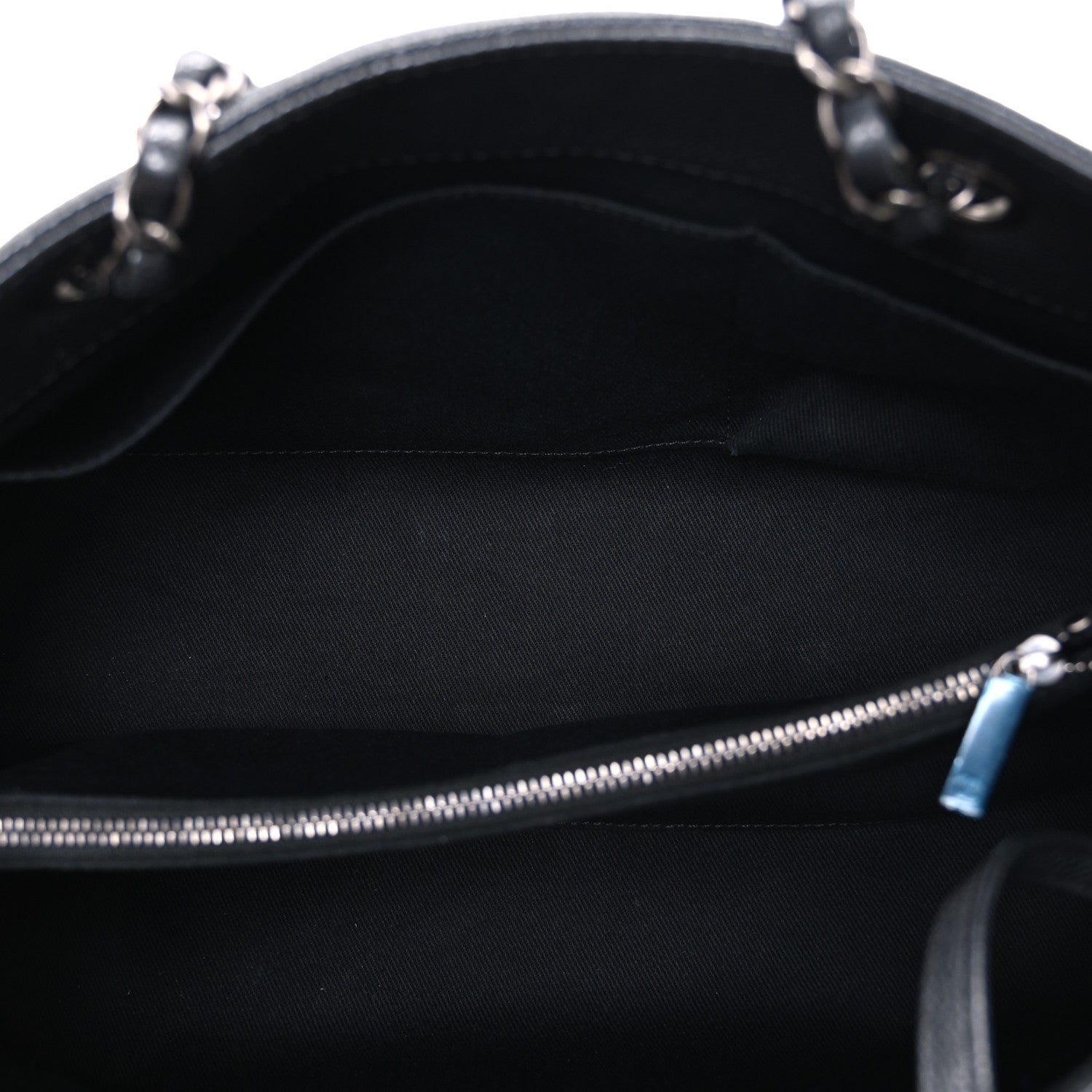 Chanel Metallic Grained Calfskin Medium Woven Chain Shopping Bag Black
