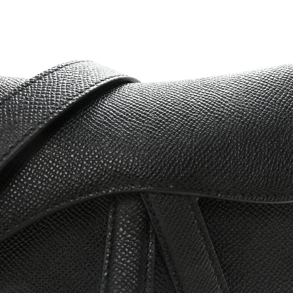 Christian Dior Grained Calfskin Mini Saddle Bag With Strap Black