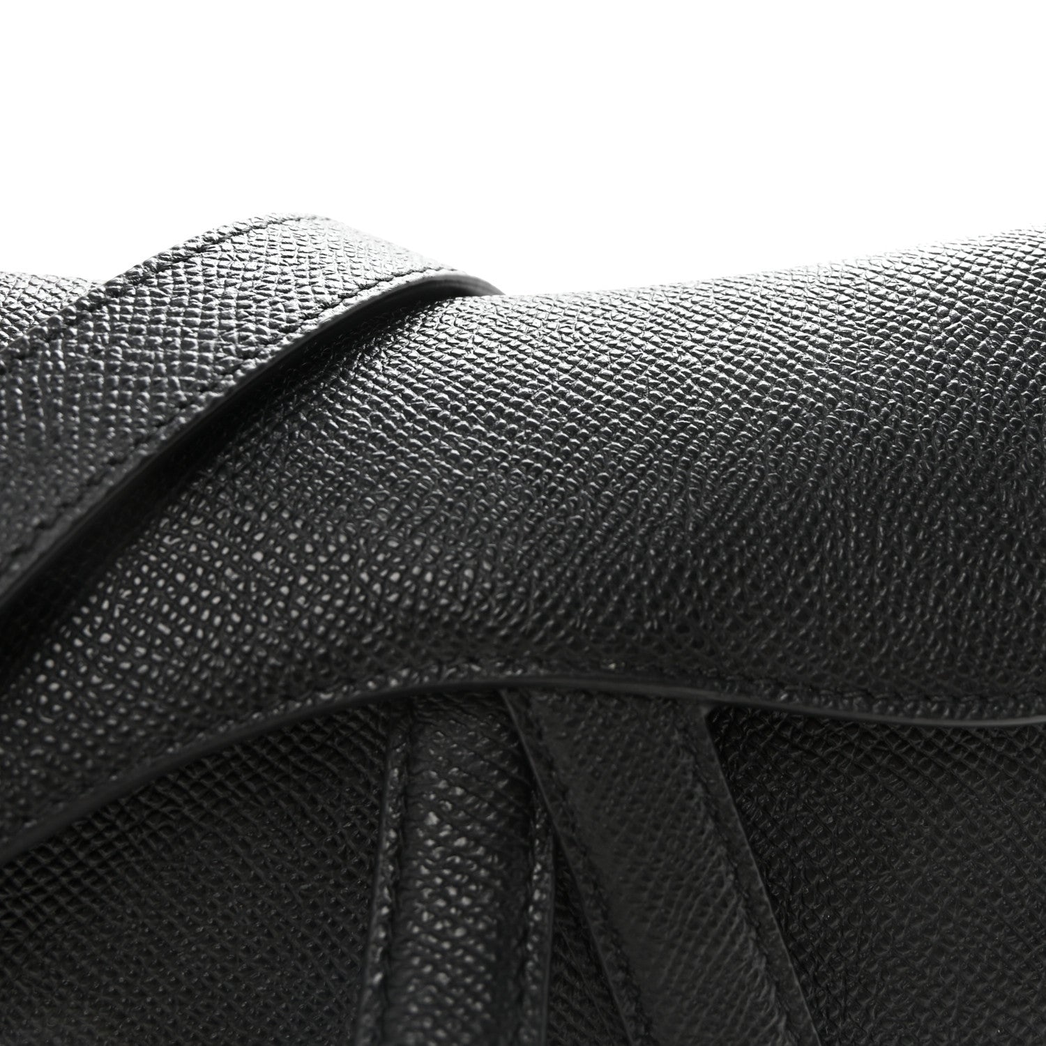Christian Dior Grained Calfskin Mini Saddle Bag With Strap Black
