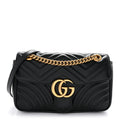 Gucci Calfskin Matelasse Small GG Marmont Shoulder Bag Black