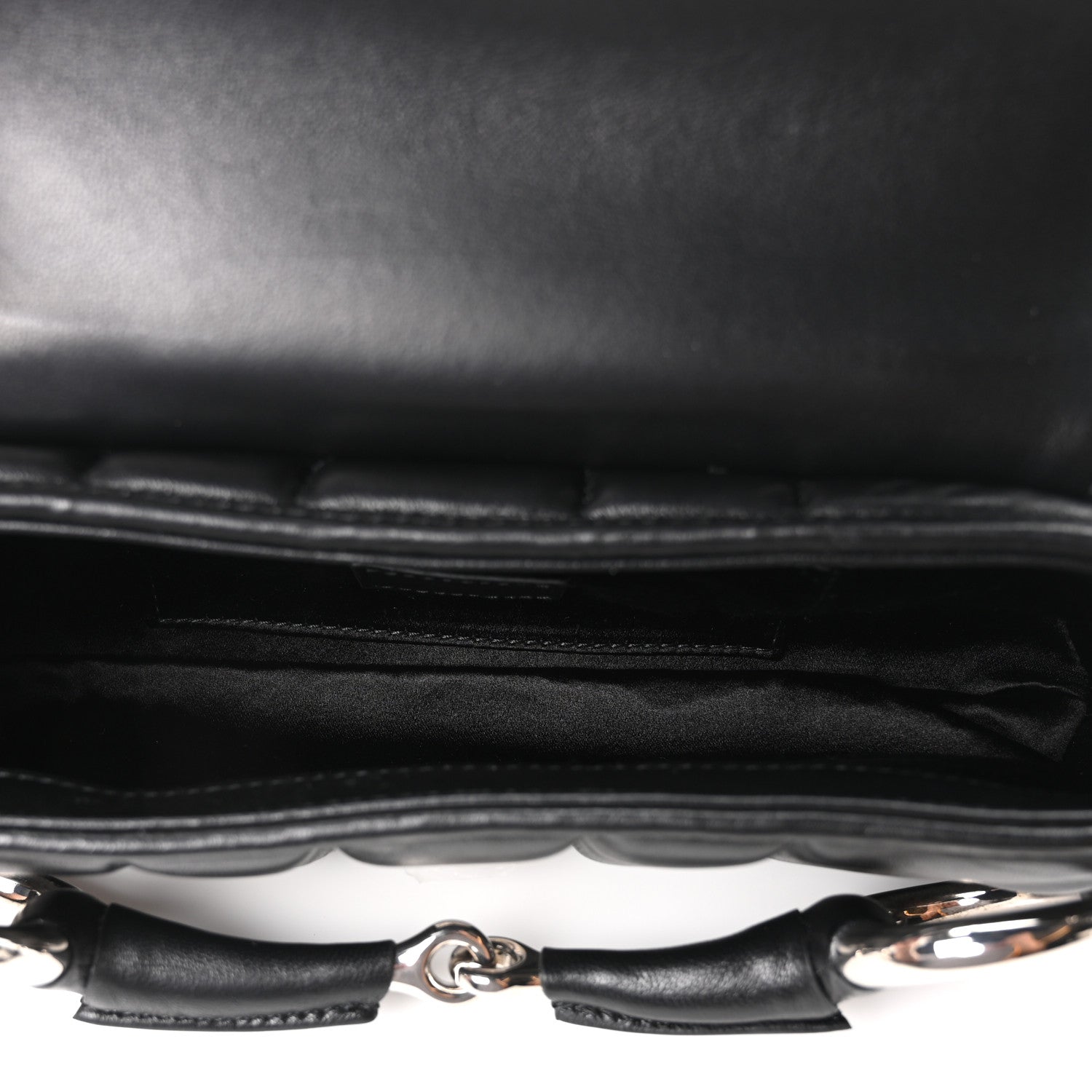 Gucci Nappa Vertical Matelasse Small Maxi Horsebit Chain Shoulder Bag Black
