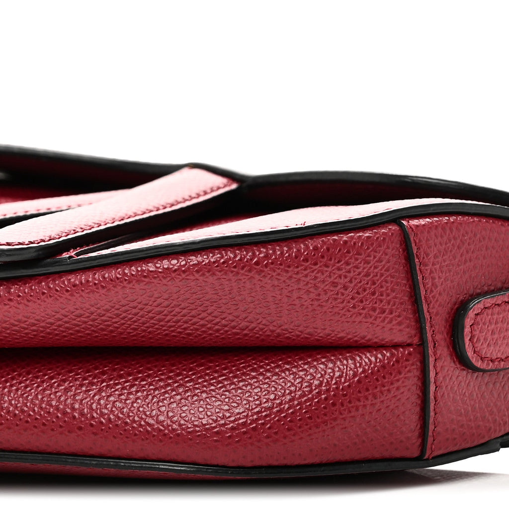 Christian Dior Grained Calfskin Mini Saddle Bag Red
