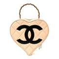 Chanel Patent Quilted CC Barbie Heart Vanity Case Beige