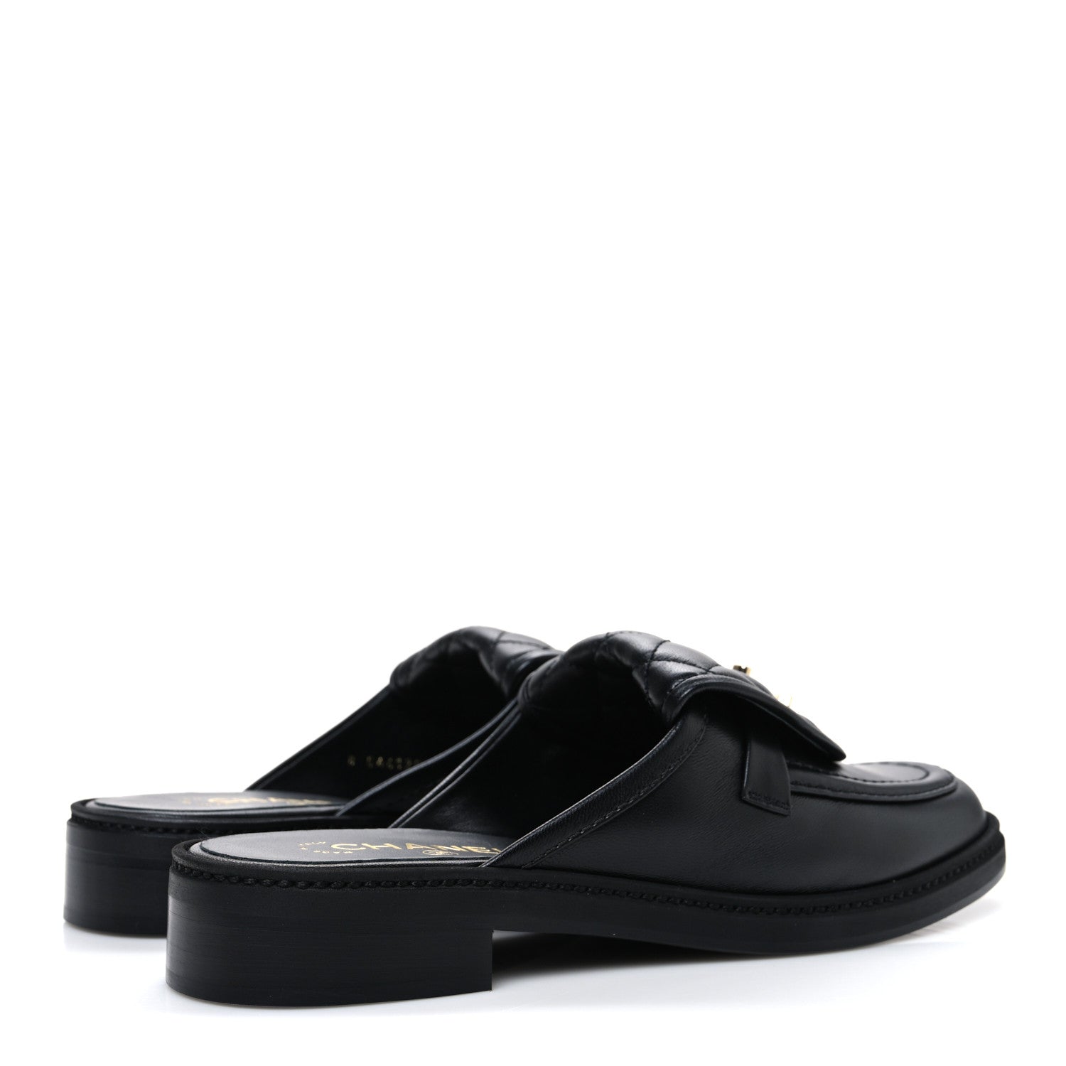 Lambskin Quilted CC Turnlock Mules 40 Black