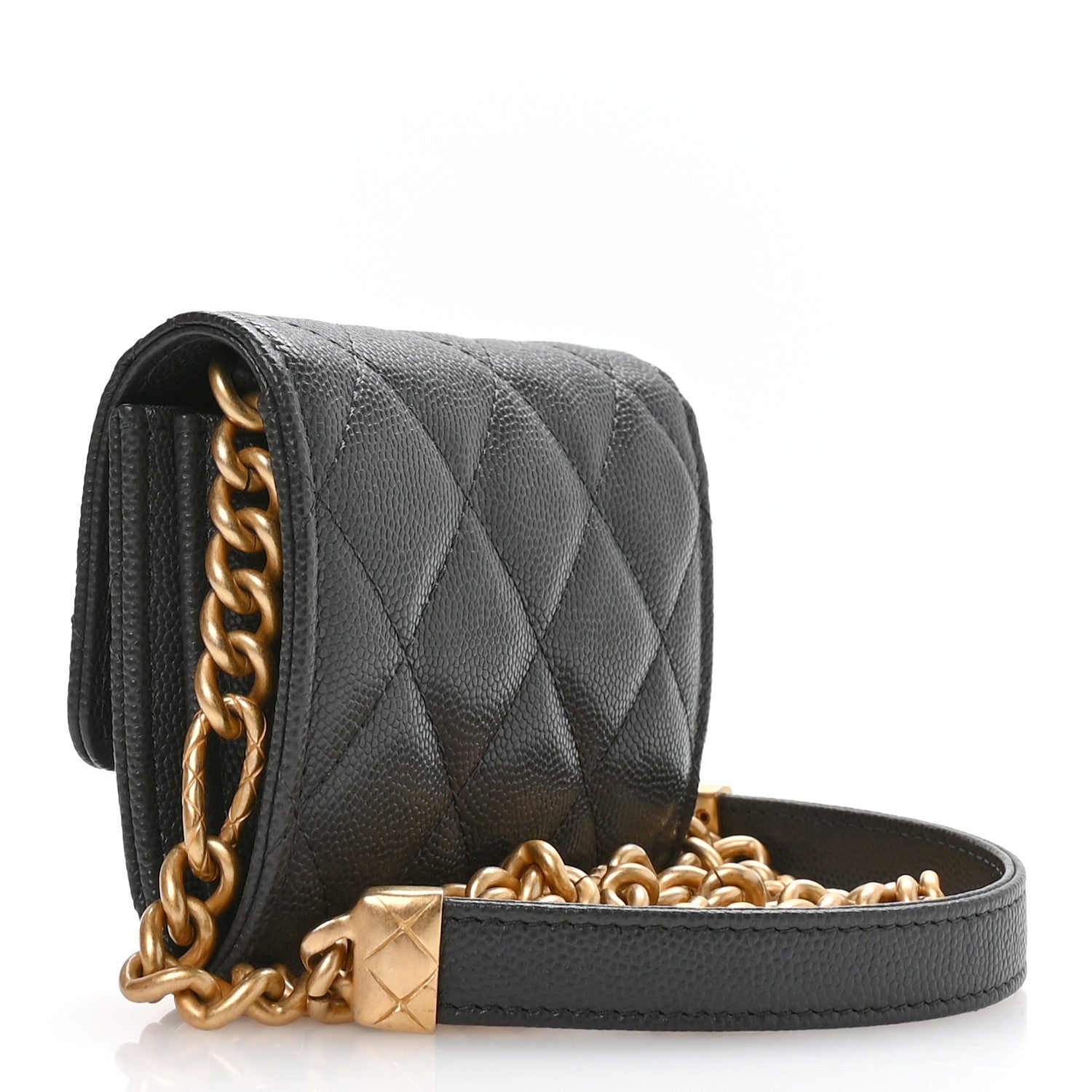 Chanel Caviar Quilted Bracelet On Chain Clutch Grey