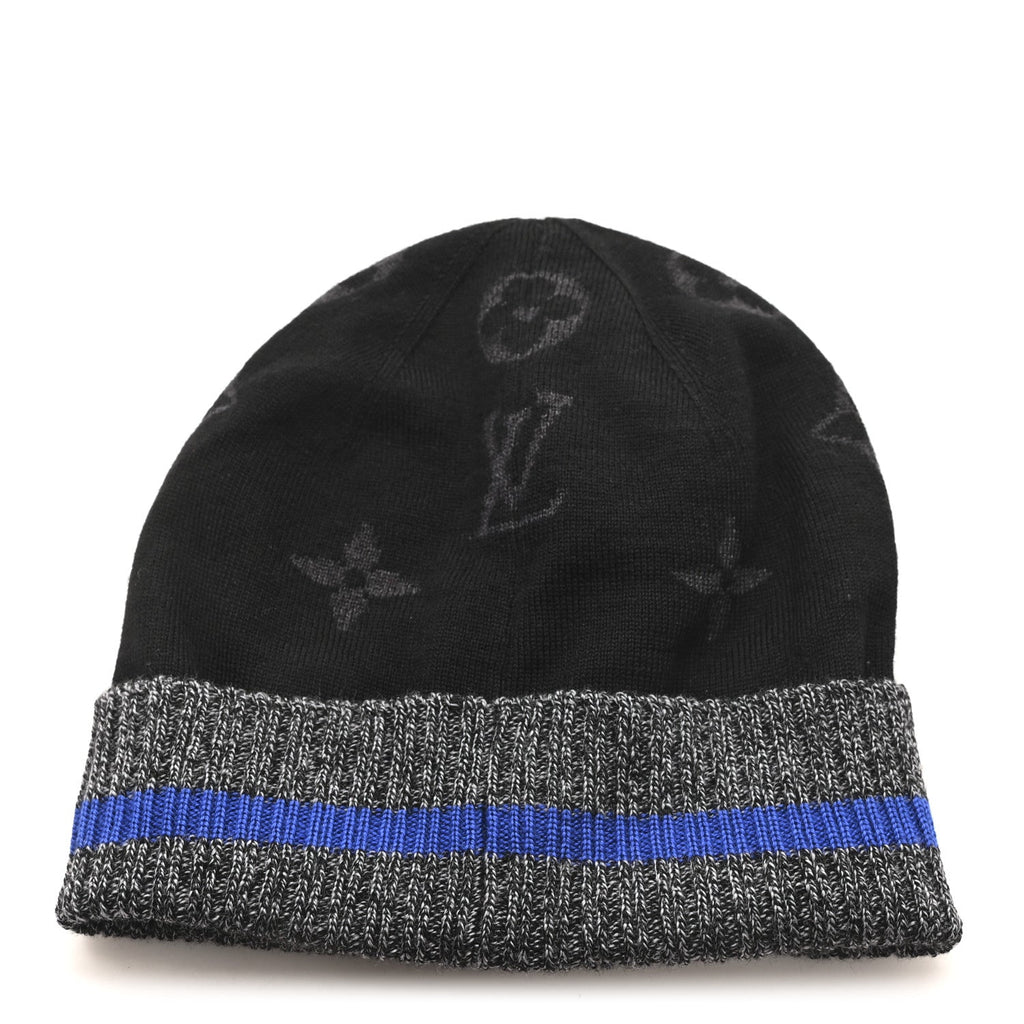 Louis Vuitton Wool Bonnet Monogram Color Block Beanie Hat Black