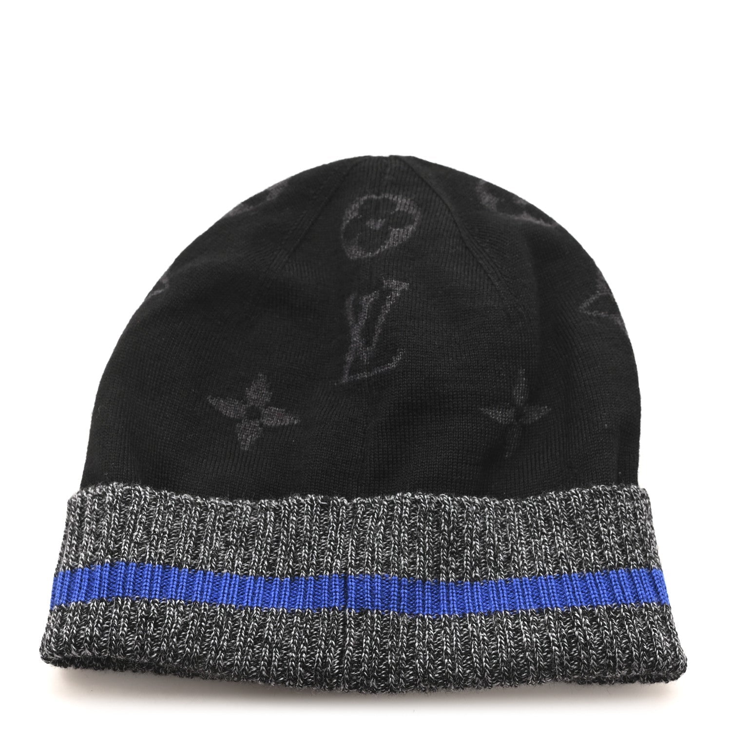 Louis Vuitton Wool Bonnet Monogram Color Block Beanie Hat Black