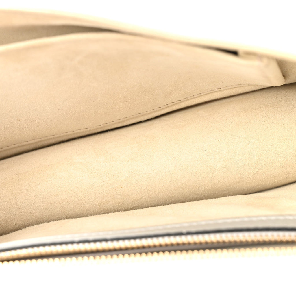 Christian Dior Metallic Grained Calfskin Diorama Wallet on Chain Pouch Silver