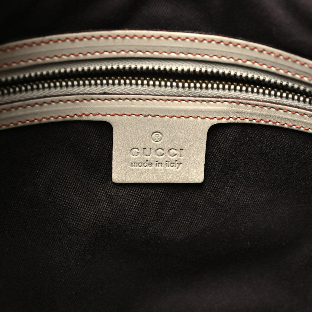 Gucci Calfskin Piston Lock Jackie O Hobo White