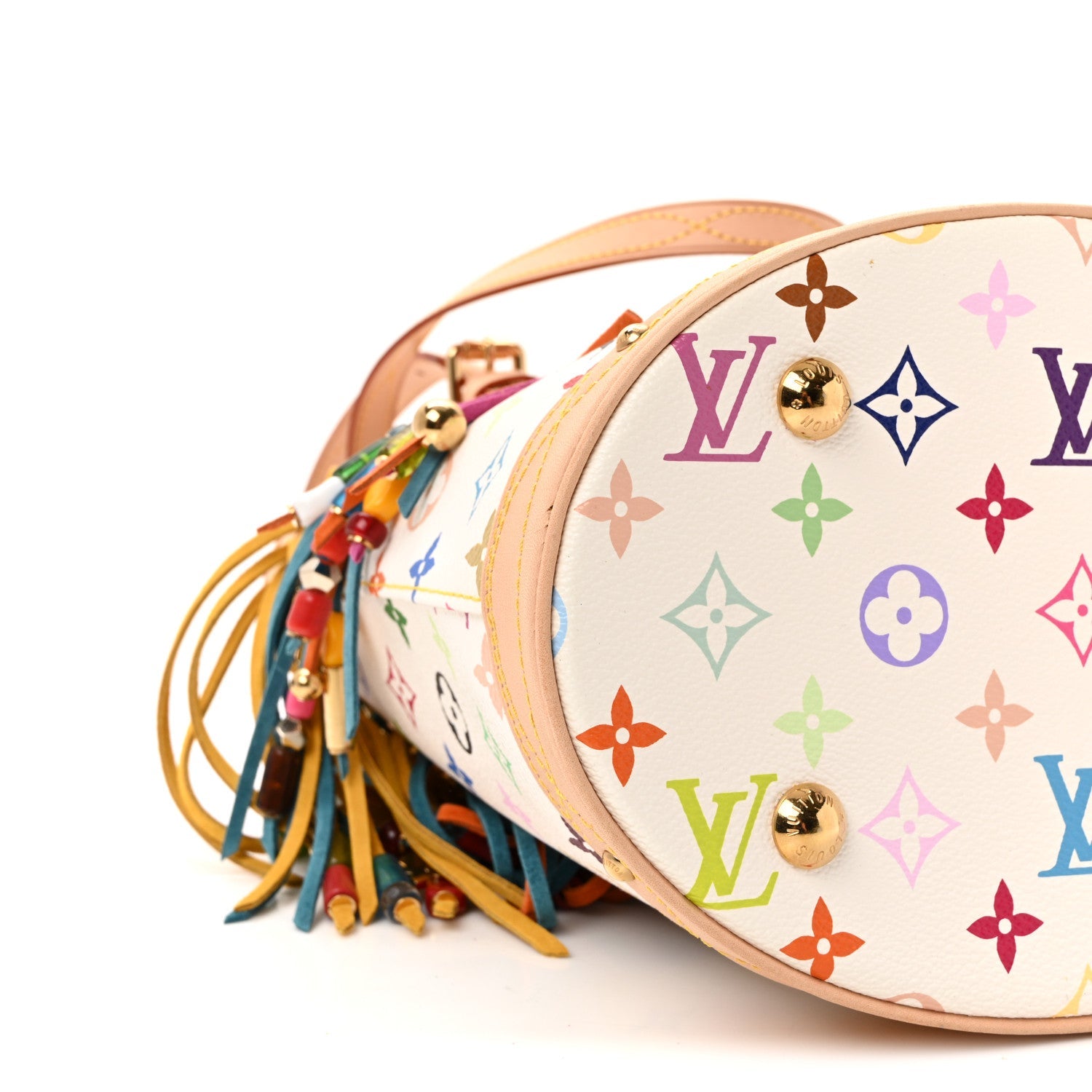 Louis Vuitton Monogram Multicolor Fringe Bucket White