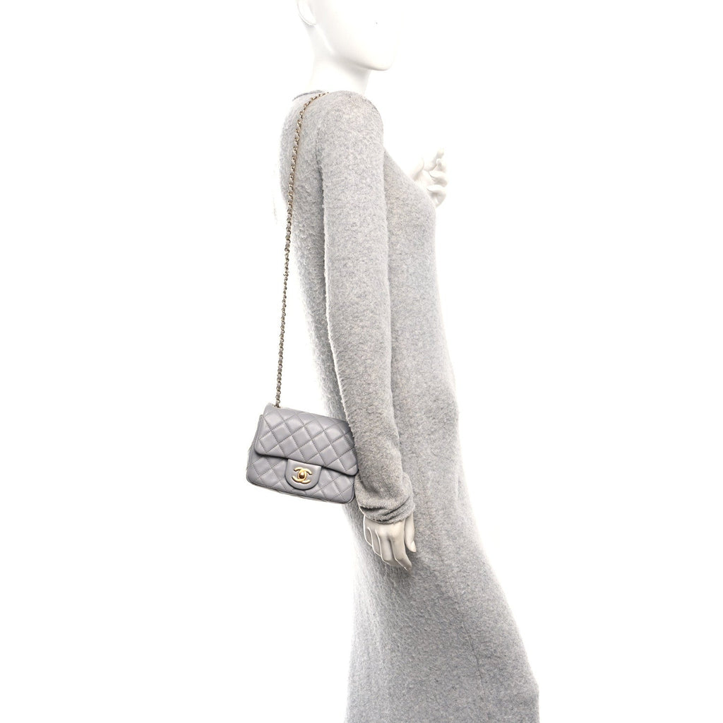 Chanel Lambskin Quilted Mini Pearl Crush Flap Light Grey