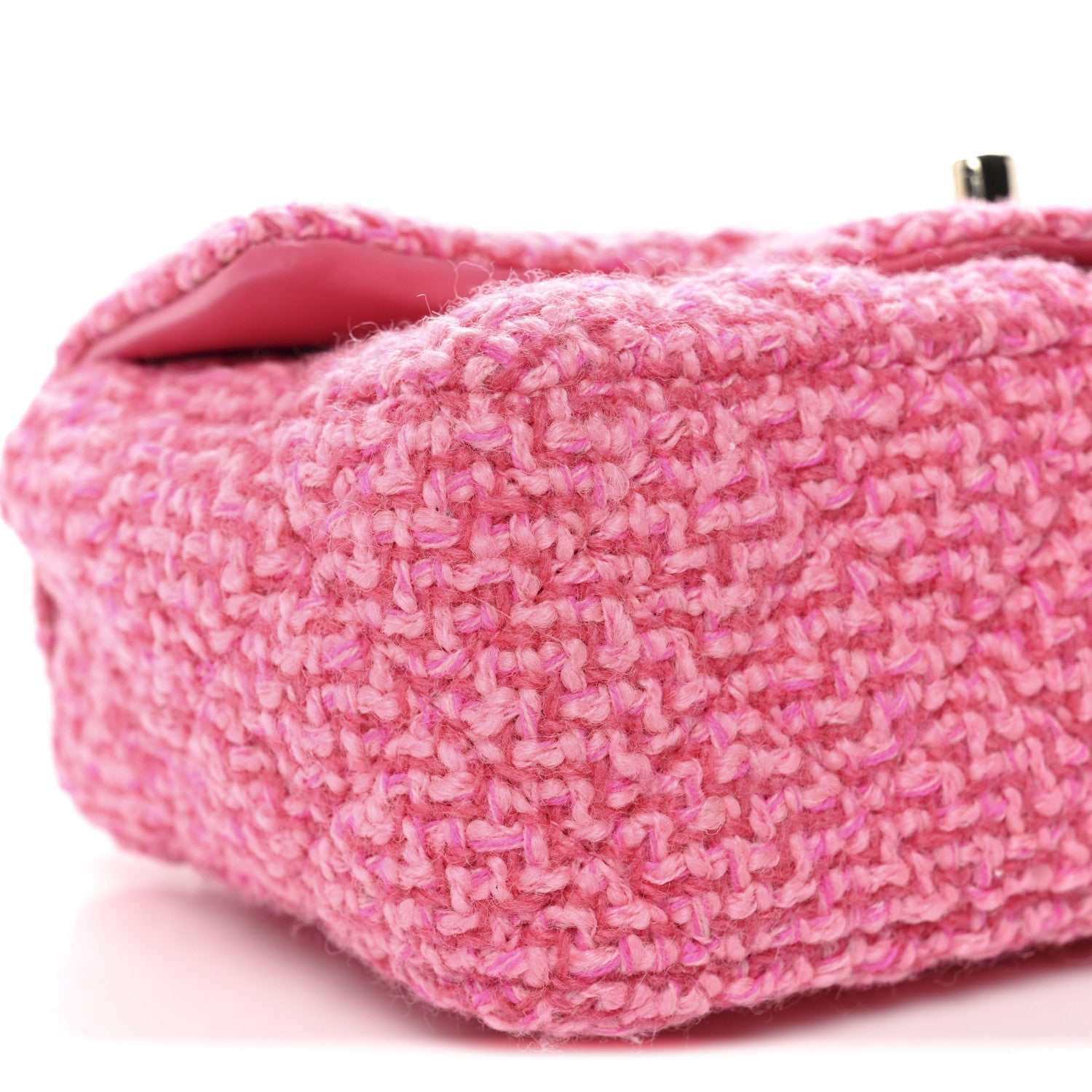 Chanel Wool Tweed Quilted Mini Rectangular Flap Dark Pink Fuchsia