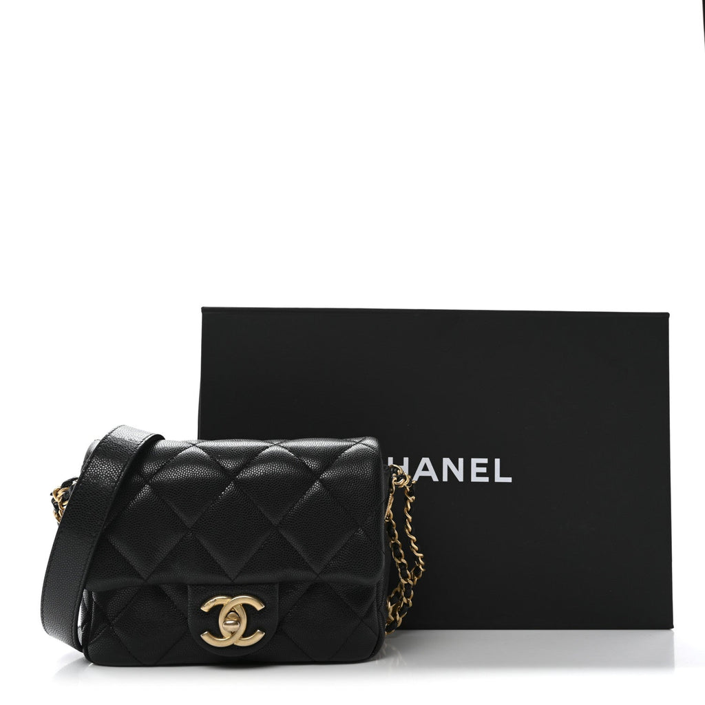 Chanel Caviar Quilted Mini Twist Your Buttons Flap Black