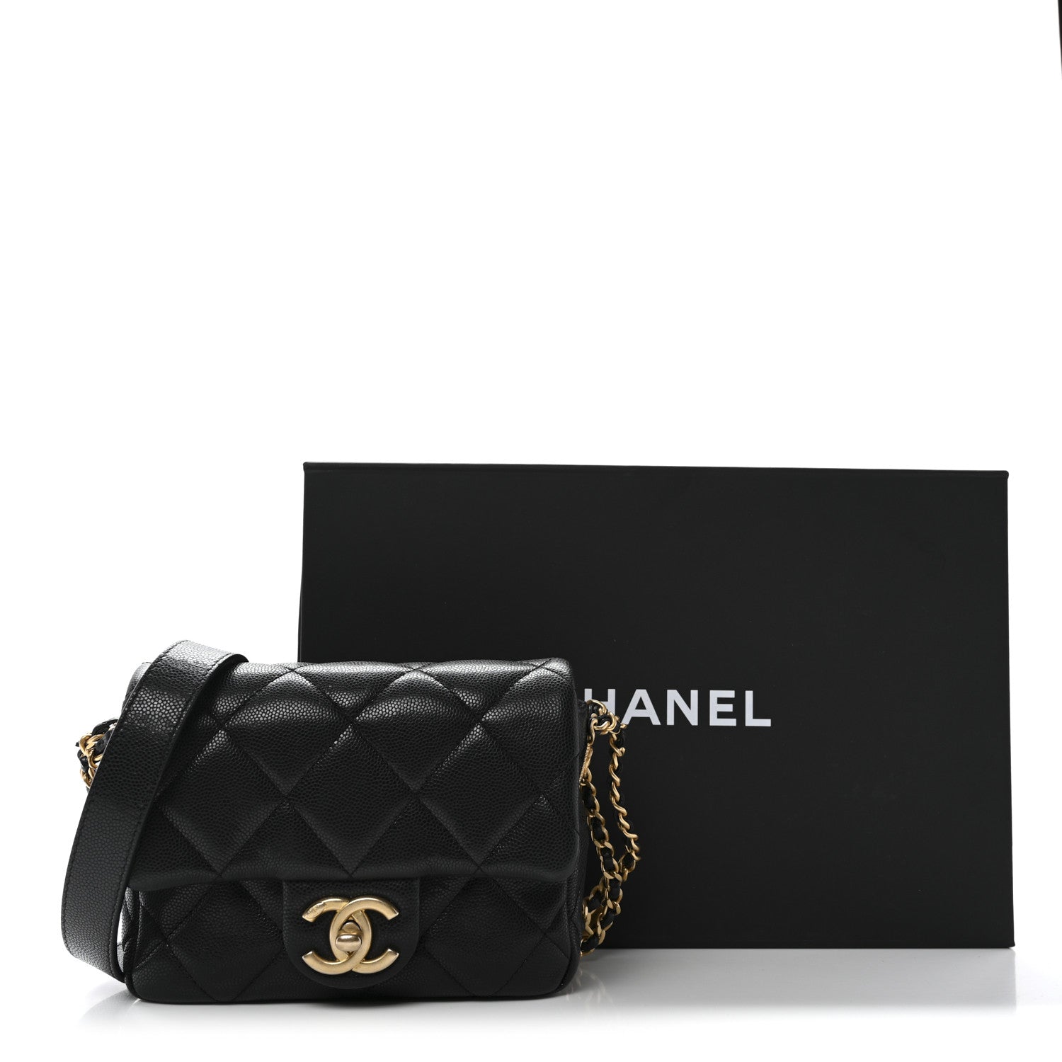 Chanel Caviar Quilted Mini Twist Your Buttons Flap Black