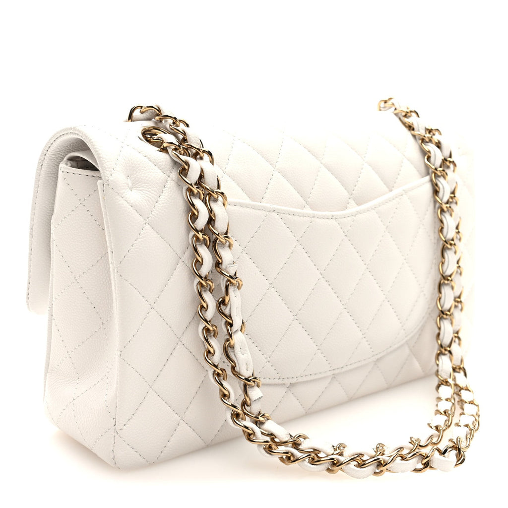 Chanel Caviar Quilted Medium Double Flap White
