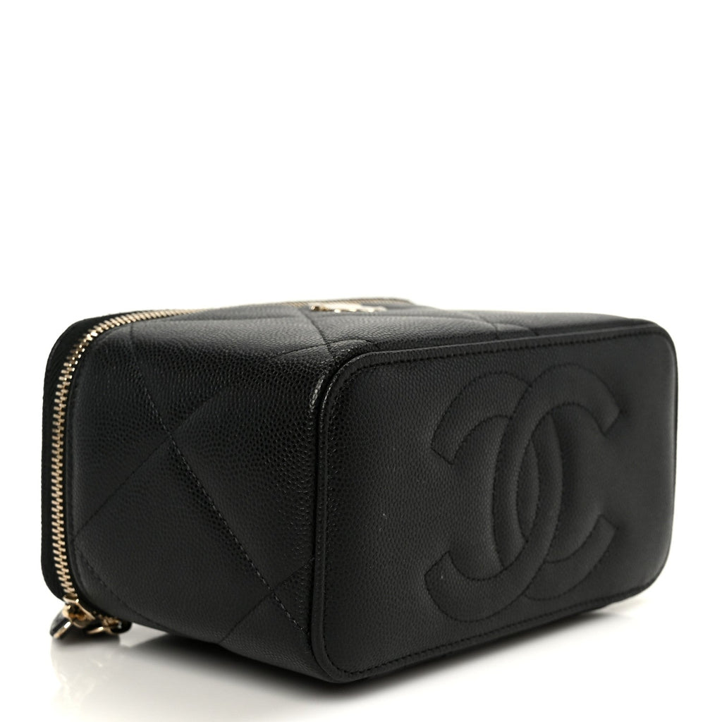 Chanel Caviar Quilted Top Handle Long Vanity Black