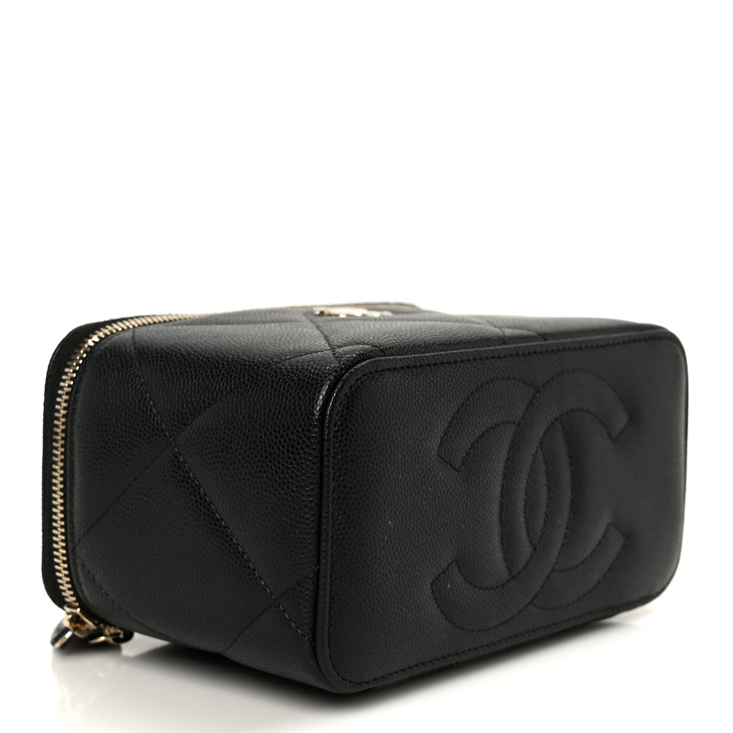Chanel Caviar Quilted Top Handle Long Vanity Black