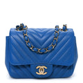 Chanel Lambskin Chevron Quilted Mini Square Flap Blue