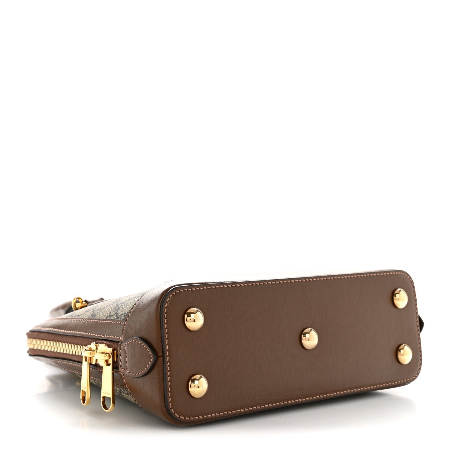 Gucci GG Supreme Monogram Azalea Calfskin Small Horsebit 1955 Top Handle Bag Beige Ebony Brown Sugar