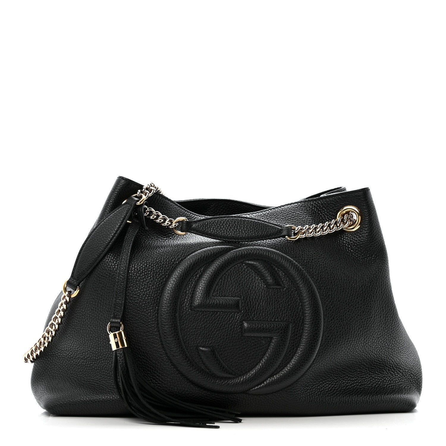 Gucci Pebbled Calfskin Medium Soho Chain Shoulder Bag Black