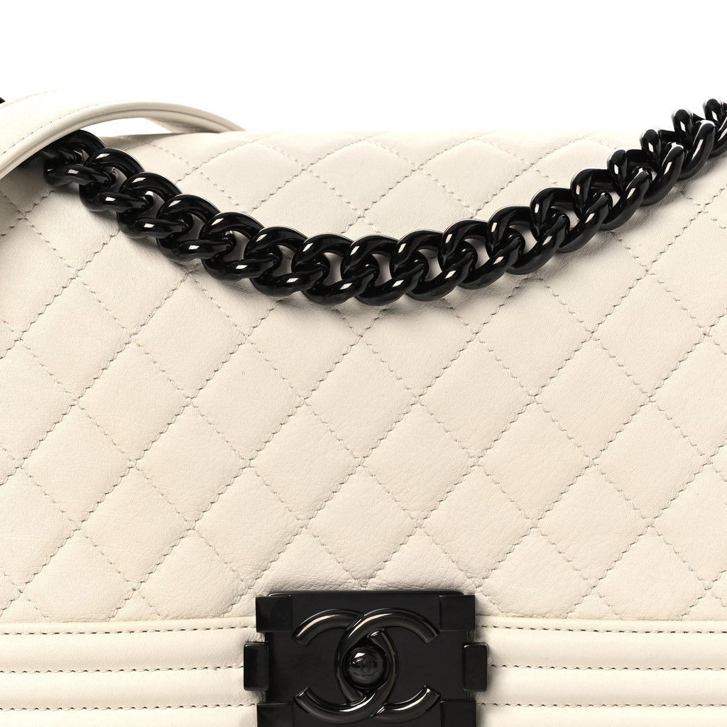 Chanel Calfskin Quilted Medium Boy Flap White