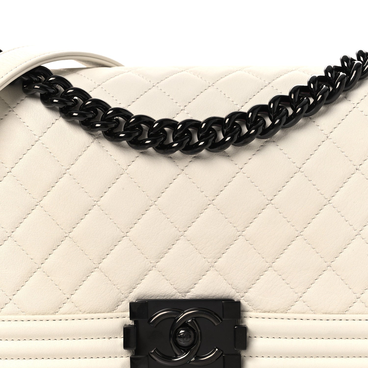 Chanel Calfskin Quilted Medium Boy Flap White