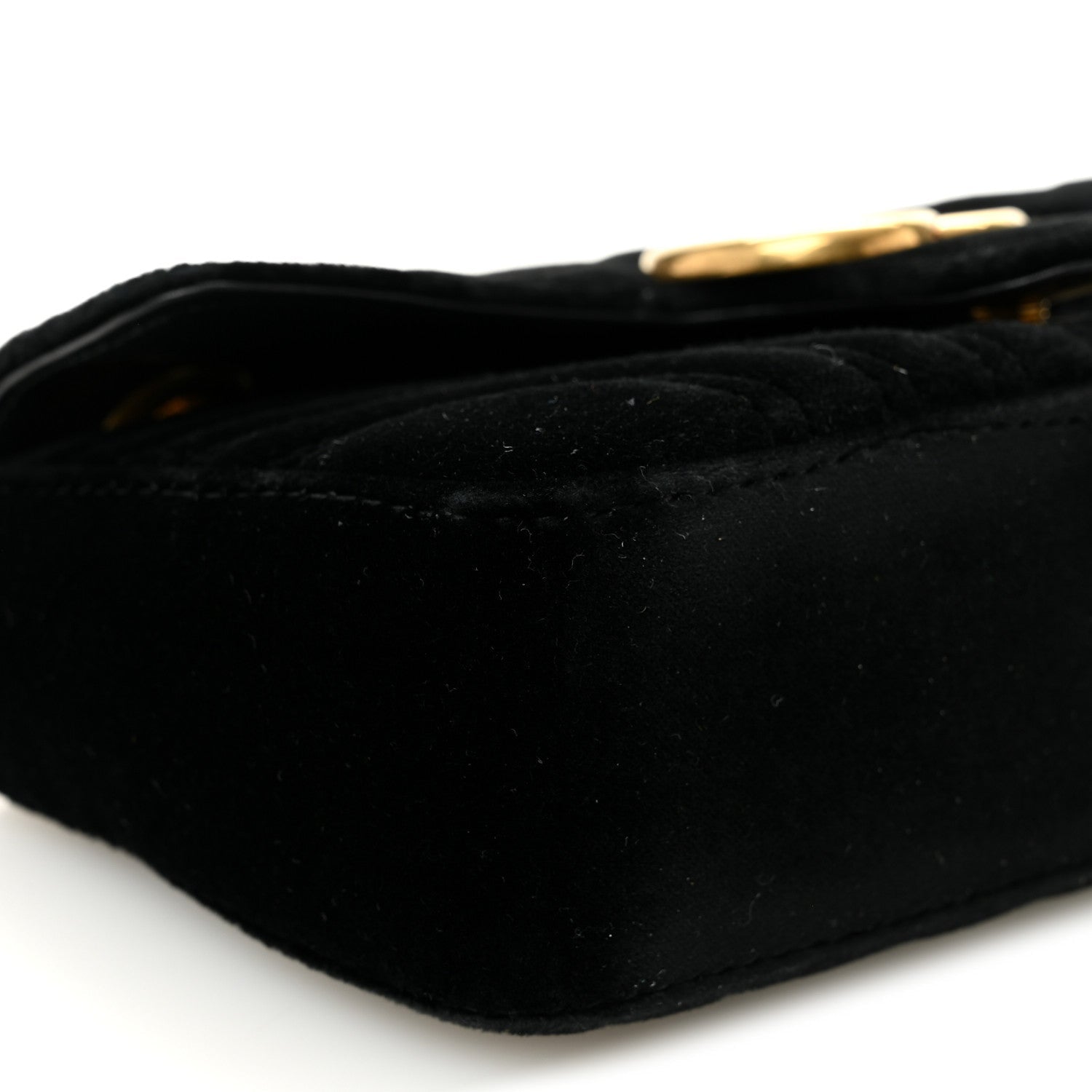 Gucci Velvet Matelasse Mini GG Marmont Shoulder Bag Black