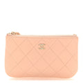 Caviar Quilted Small Cosmetic Case Beige