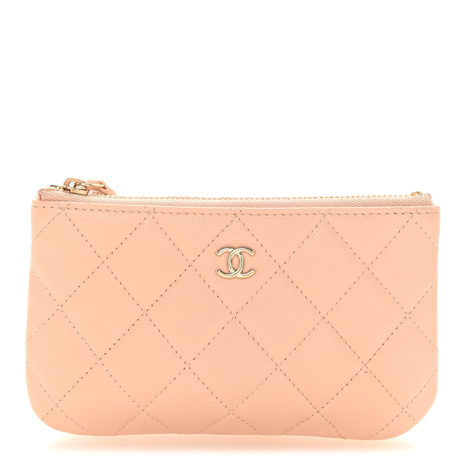 Caviar Quilted Small Cosmetic Case Beige