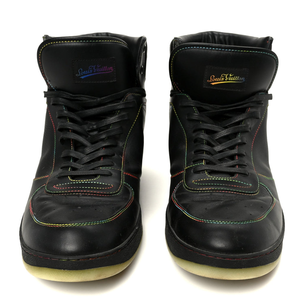 Louis Vuitton Calfskin Rivoli High Top Sneakers 12 Black Multicolor
