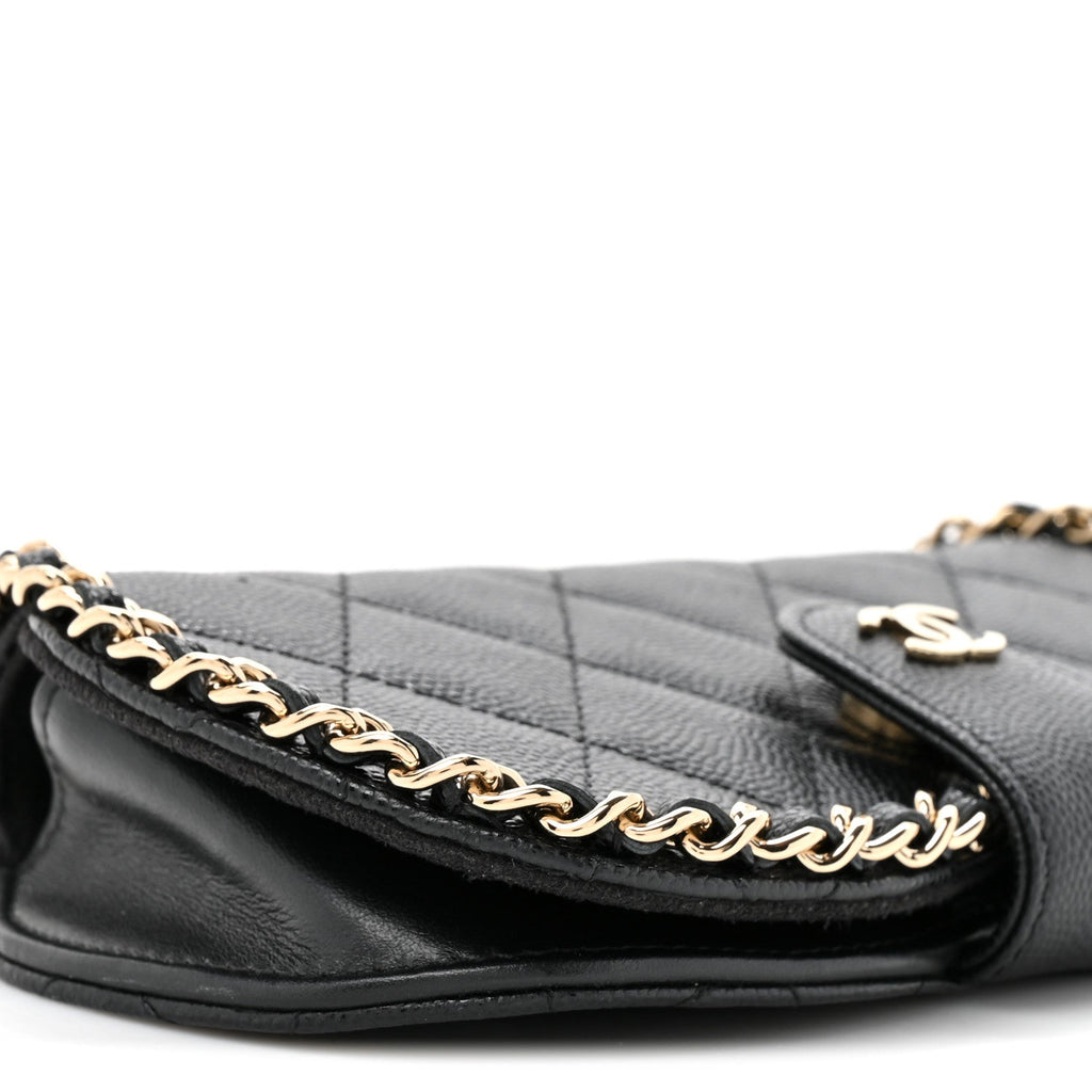 Chanel Caviar Quilted Chain Glasses Case Black