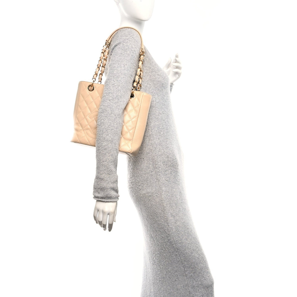 Chanel Caviar Quilted Petit Shopping Tote PST Beige Clair