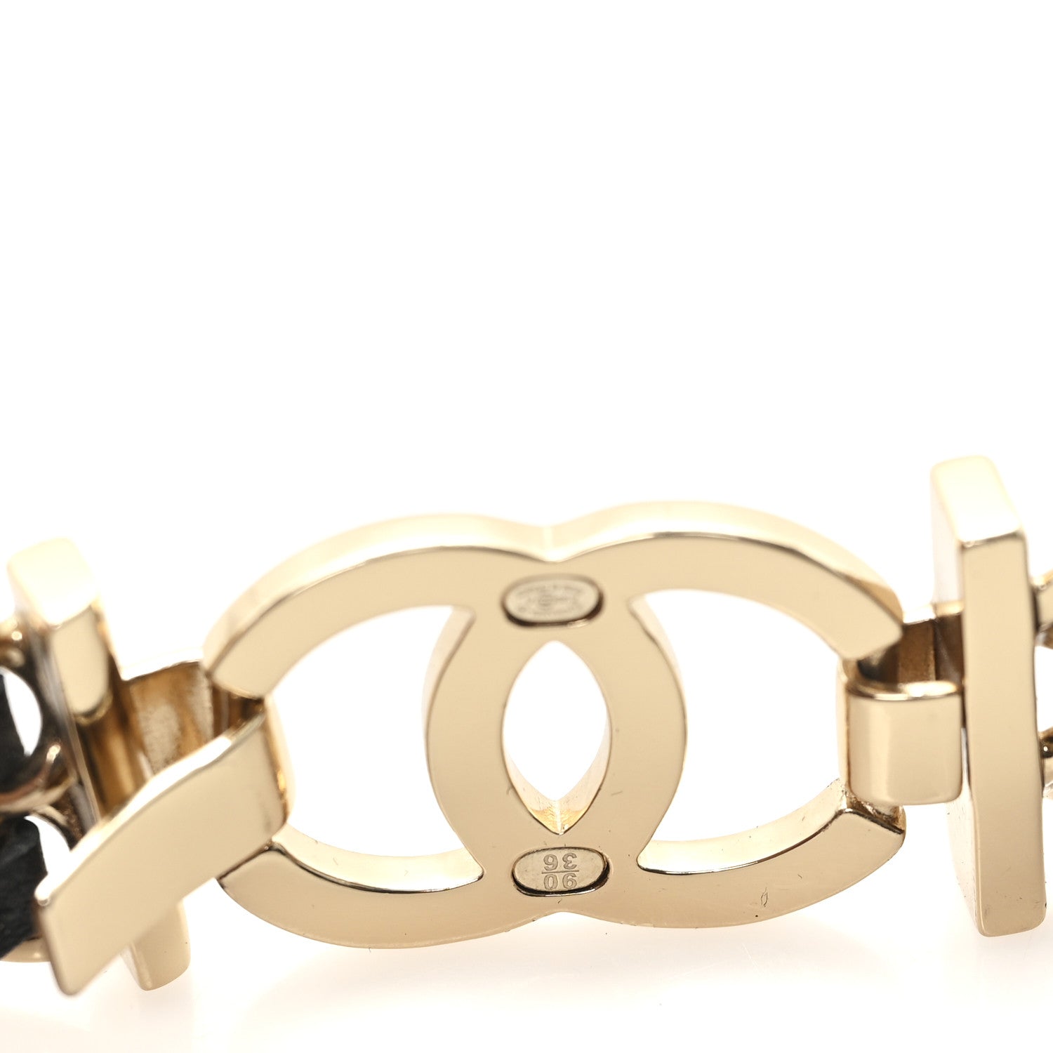 Lambskin Ruched Chain CC Belt 90 36 Black Multicolor