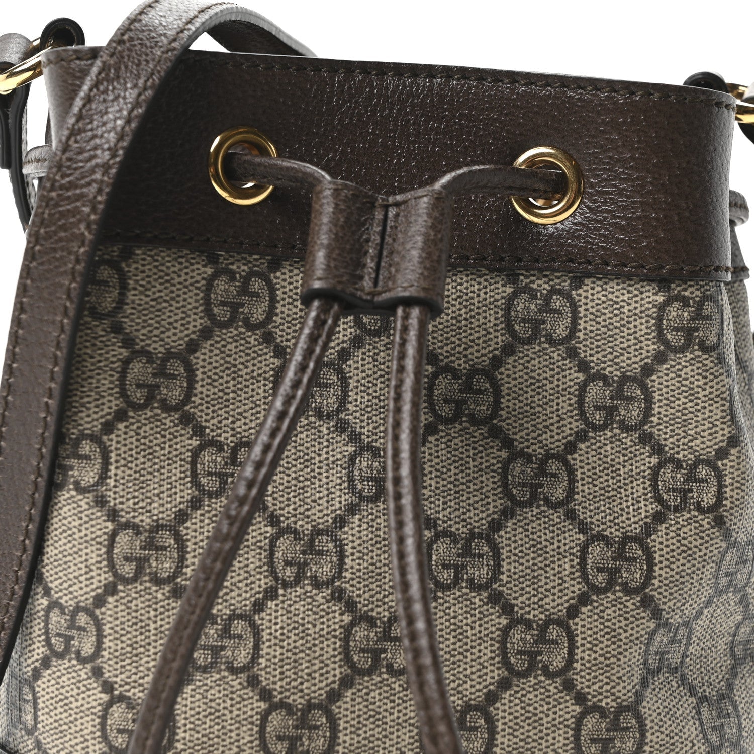 Gucci GG Supreme Monogram Web Mini Ophidia Bucket Bag Brown