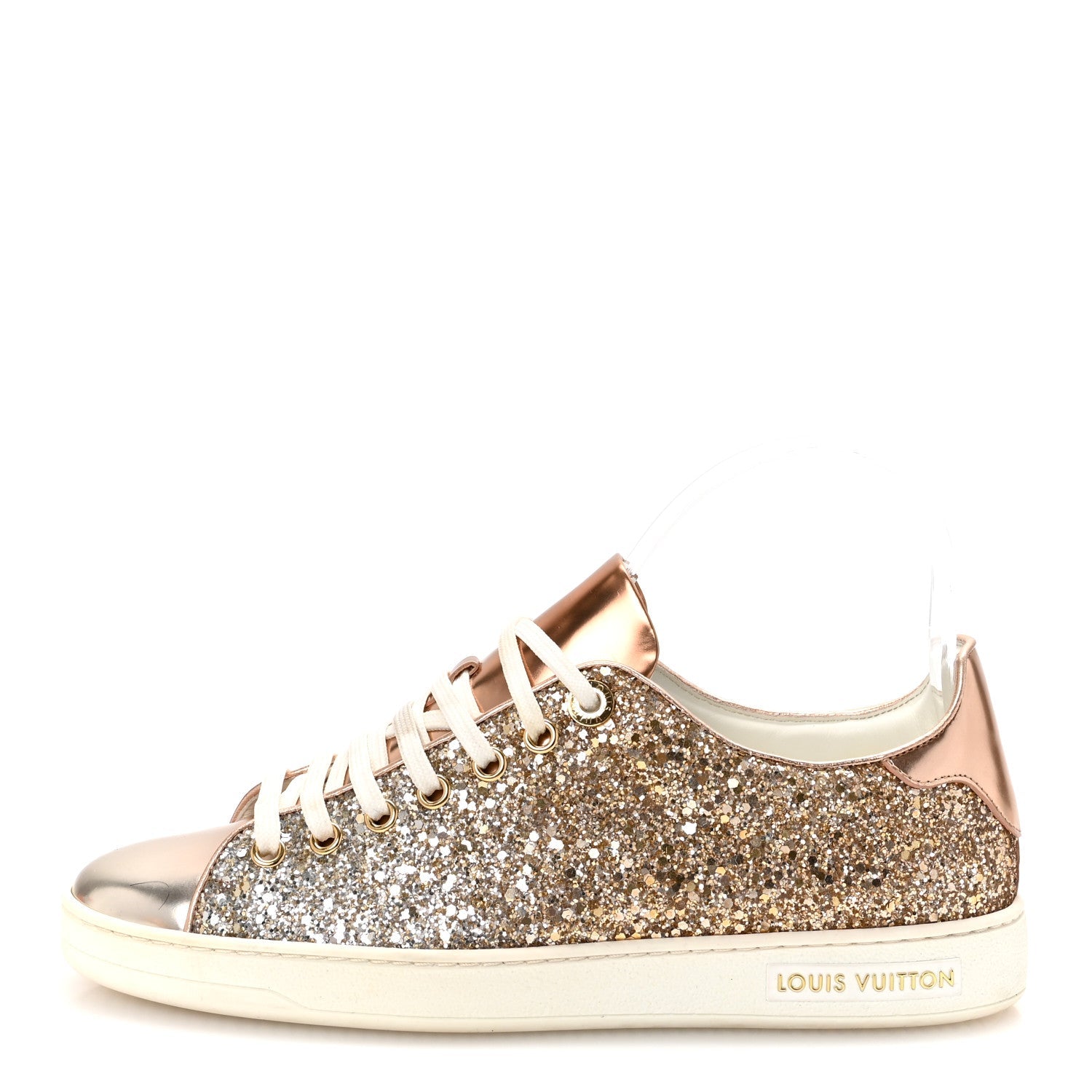 Louis Vuitton Metallic Glitter Frontrow Sneakers 37 Rose Gold