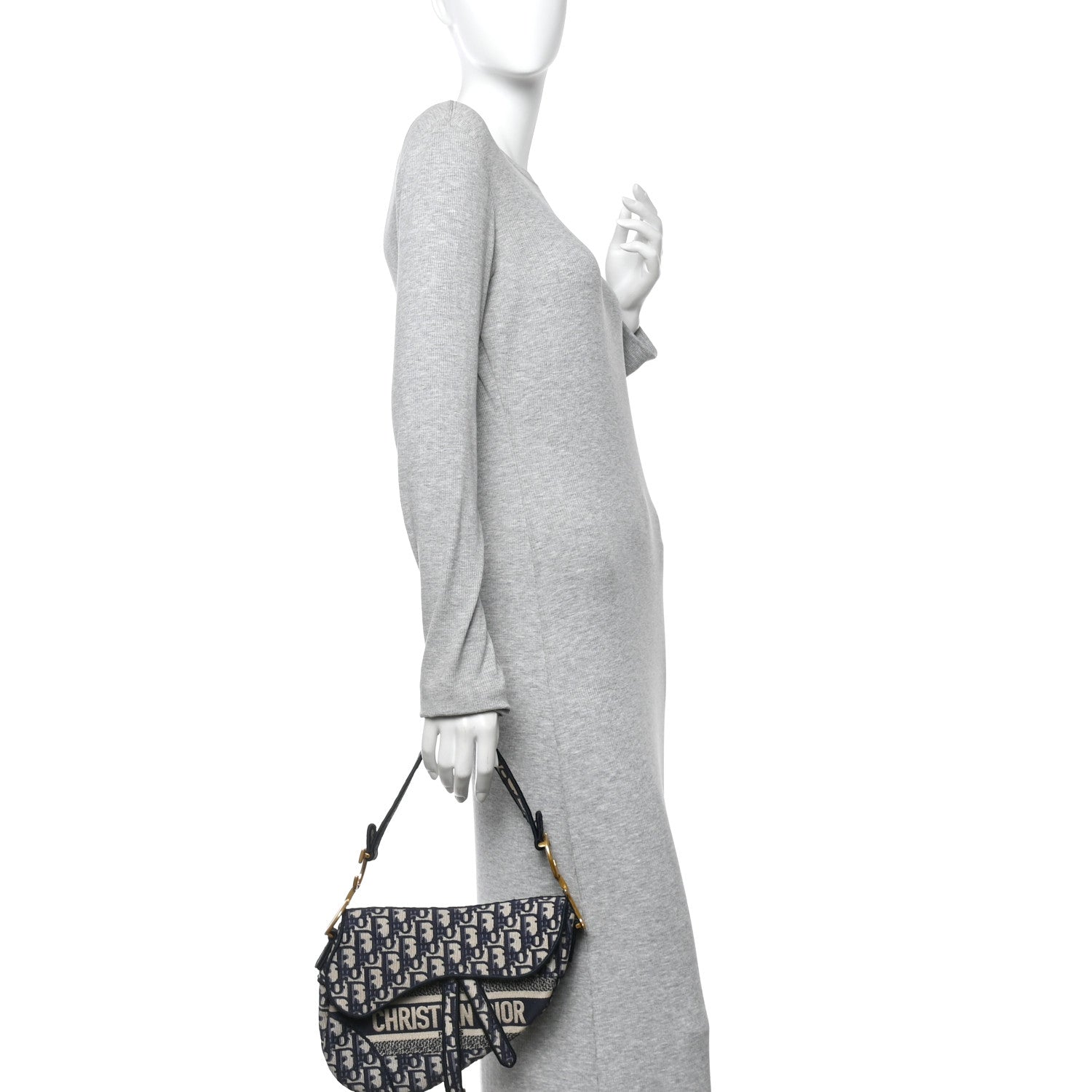 Christian Dior Oblique Embroidered Saddle Bag Blue